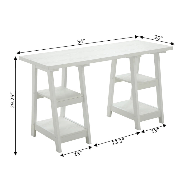 Bureau à Tréteaux Doubles | Montage Sans Outils | Grand Bureau pour la Maison