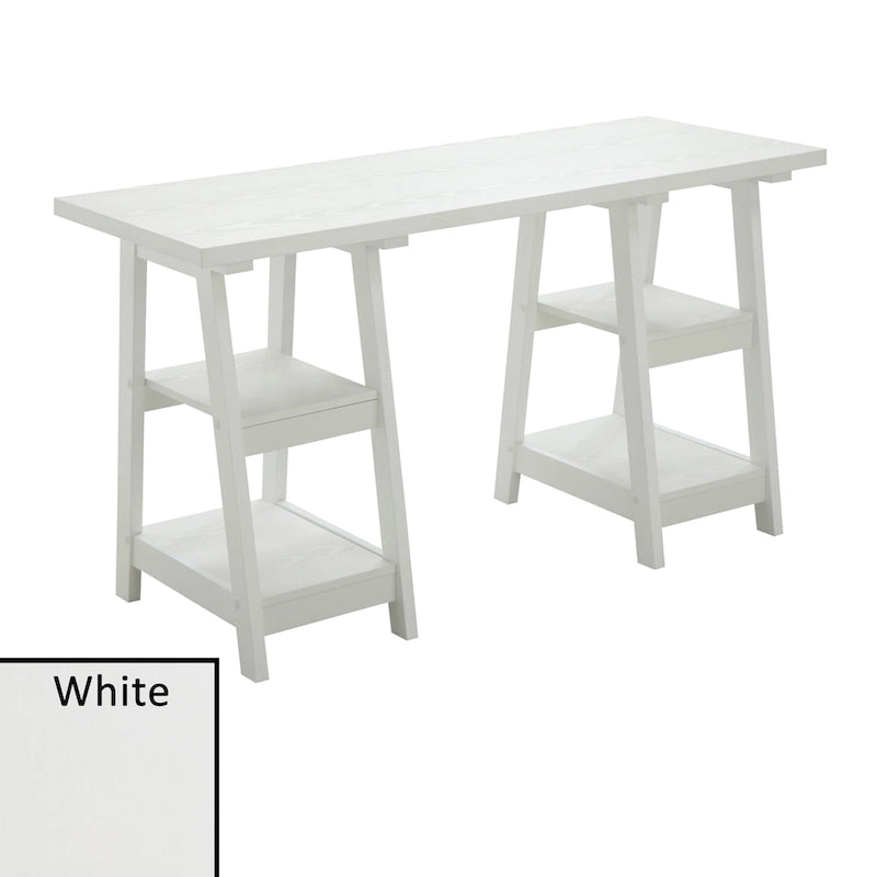 Bureau à Tréteaux Doubles | Montage Sans Outils | Grand Bureau pour la Maison