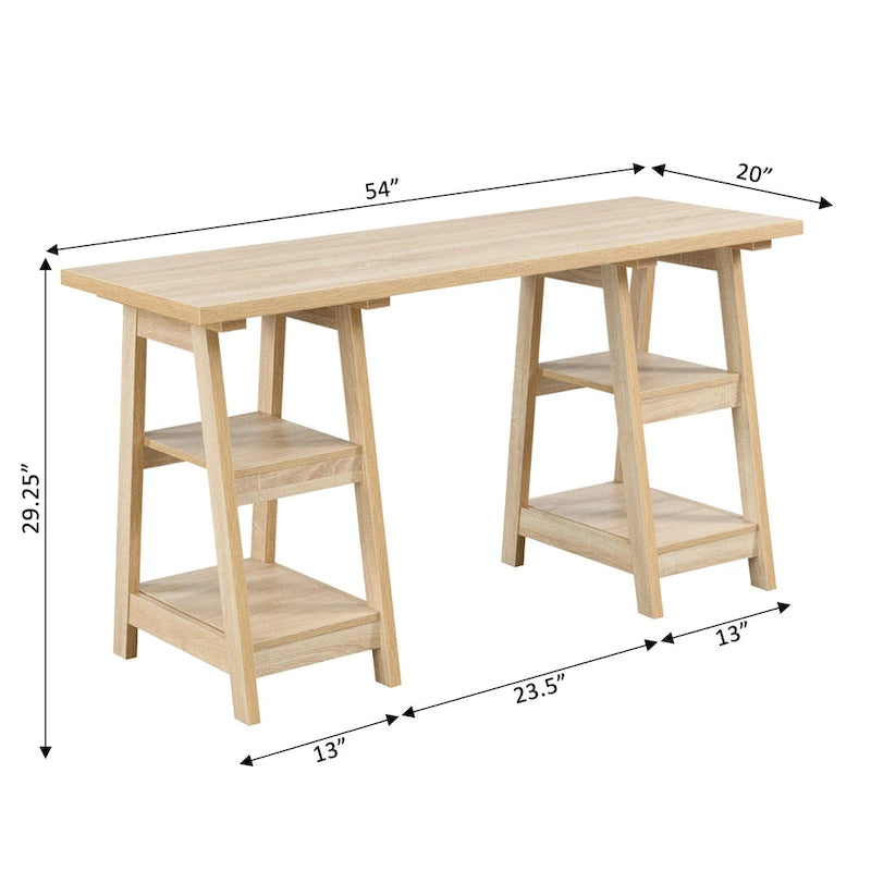Bureau à Tréteaux Doubles | Montage Sans Outils | Grand Bureau pour la Maison