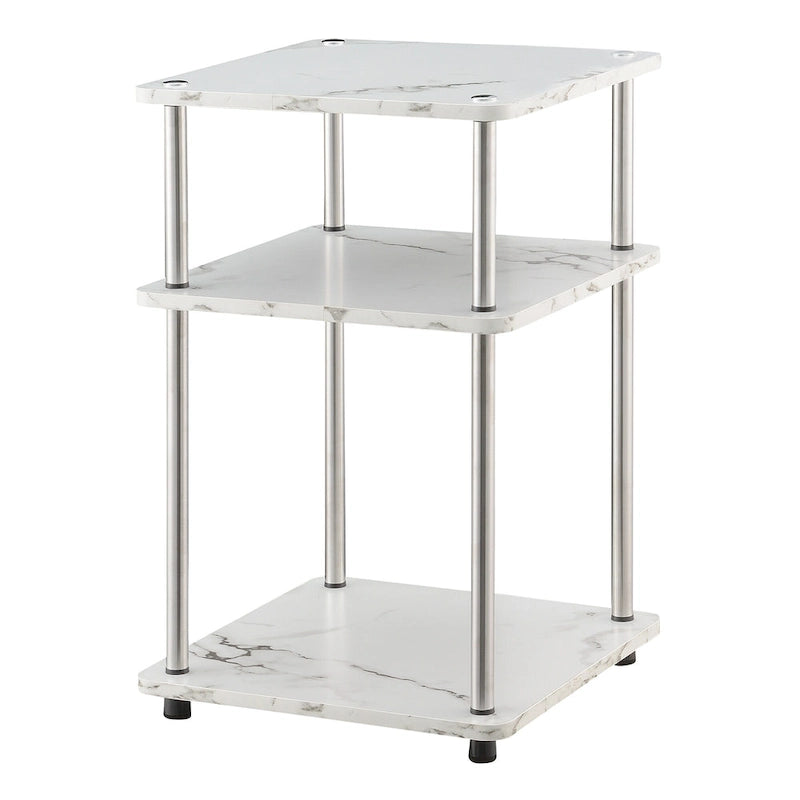 Table d'appoint à 3 niveaux sans outils | Table d'appoint avec étagère ouverte peu encombrante pour le salon