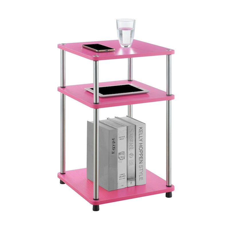 Table d'appoint à 3 niveaux sans outils | Table d'appoint avec étagère ouverte peu encombrante pour le salon