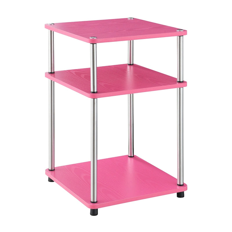 Table d'appoint à 3 niveaux sans outils | Table d'appoint avec étagère ouverte peu encombrante pour le salon