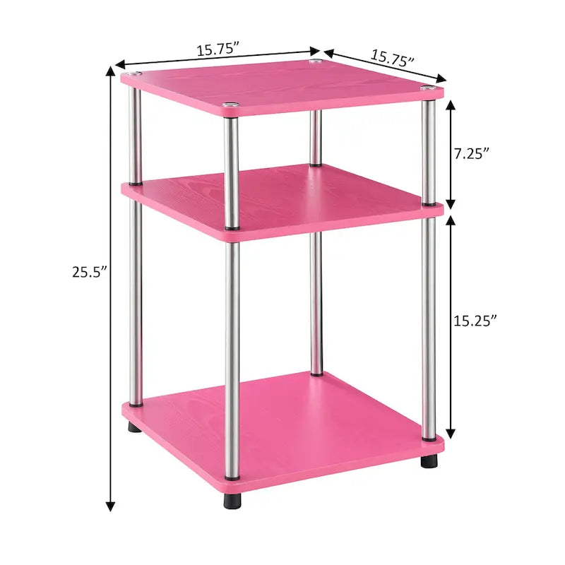 Table d'appoint à 3 niveaux sans outils | Table d'appoint avec étagère ouverte peu encombrante pour le salon