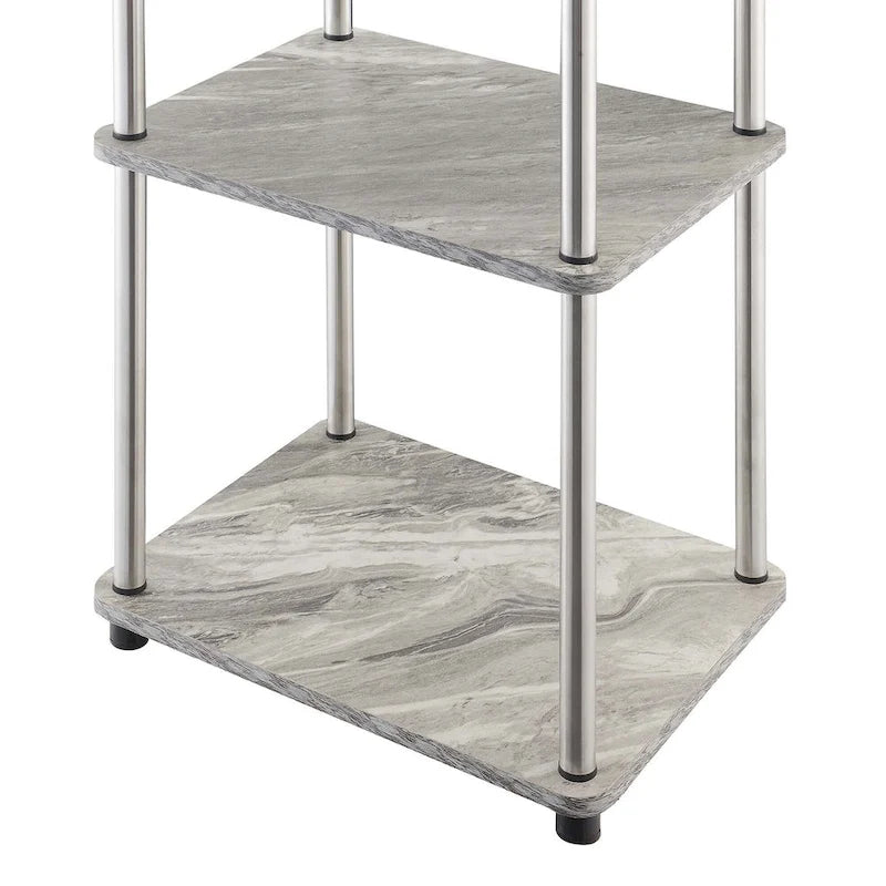 Table d'appoint à 3 niveaux sans outils | Table d'appoint avec étagère ouverte peu encombrante pour le salon