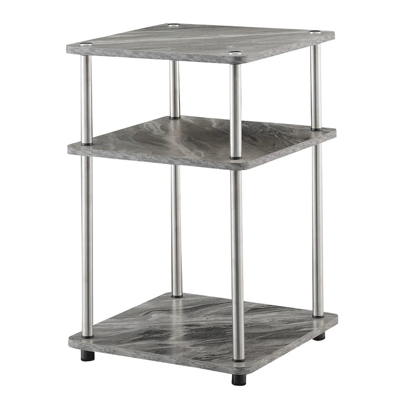Table d'appoint à 3 niveaux sans outils | Table d'appoint avec étagère ouverte peu encombrante pour le salon