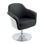 Fauteuil d'appoint moderne en cuir reconstitué | Accoudoirs inclinés | Piétement pivotant à base unique
