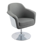 Fauteuil d'appoint moderne en cuir reconstitué | Accoudoirs inclinés | Piétement pivotant à base unique