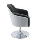 Fauteuil d'appoint moderne en cuir reconstitué | Accoudoirs inclinés | Piétement pivotant à base unique
