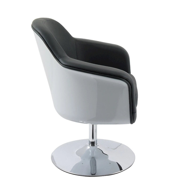 Fauteuil d'appoint moderne en cuir reconstitué | Accoudoirs inclinés | Piétement pivotant à base unique