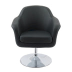 Fauteuil d'appoint moderne en cuir reconstitué | Accoudoirs inclinés | Piétement pivotant à base unique