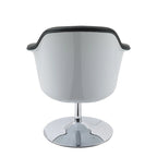 Fauteuil d'appoint moderne en cuir reconstitué | Accoudoirs inclinés | Piétement pivotant à base unique