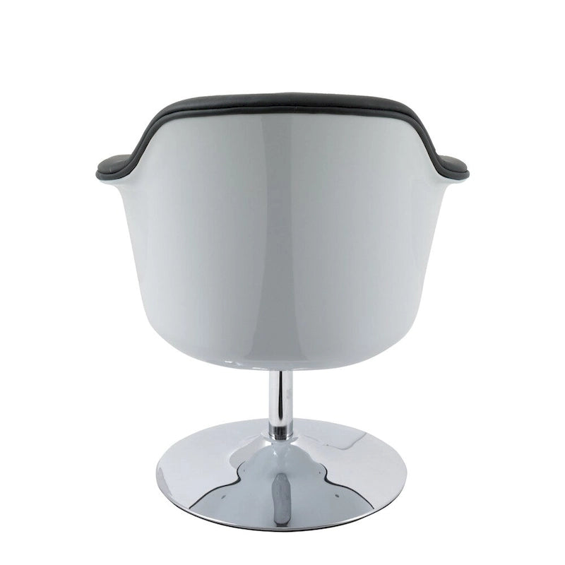 Fauteuil d'appoint moderne en cuir reconstitué | Accoudoirs inclinés | Piétement pivotant à base unique