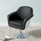 Fauteuil d'appoint moderne en cuir reconstitué | Accoudoirs inclinés | Piétement pivotant à base unique