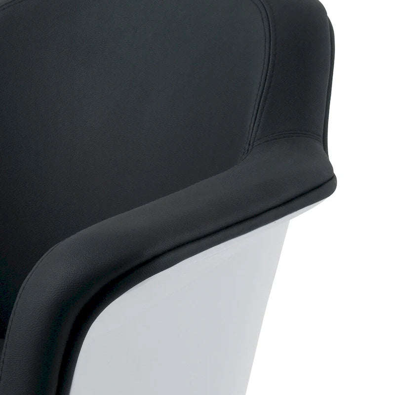 Fauteuil d'appoint moderne en cuir reconstitué | Accoudoirs inclinés | Piétement pivotant à base unique