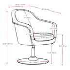 Fauteuil d'appoint moderne en cuir reconstitué | Accoudoirs inclinés | Piétement pivotant à base unique