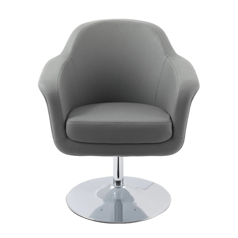 Fauteuil d'appoint moderne en cuir reconstitué | Accoudoirs inclinés | Piétement pivotant à base unique