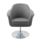 Fauteuil d'appoint moderne en cuir reconstitué | Accoudoirs inclinés | Piétement pivotant à base unique