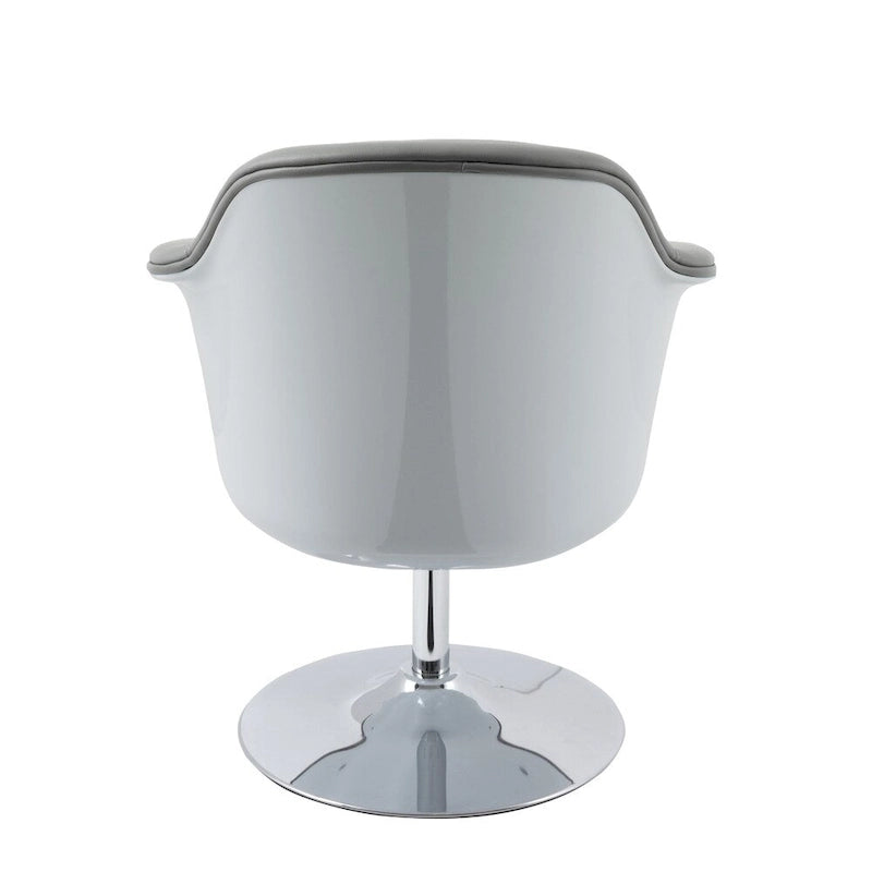 Fauteuil d'appoint moderne en cuir reconstitué | Accoudoirs inclinés | Piétement pivotant à base unique