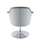 Fauteuil d'appoint moderne en cuir reconstitué | Accoudoirs inclinés | Piétement pivotant à base unique