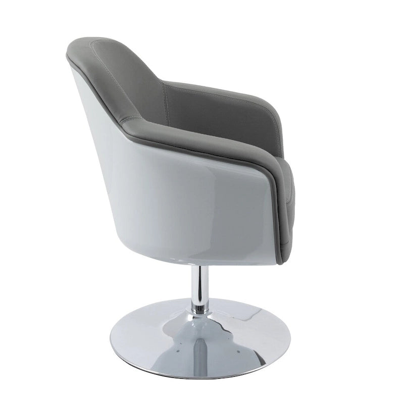 Fauteuil d'appoint moderne en cuir reconstitué | Accoudoirs inclinés | Piétement pivotant à base unique