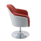 Fauteuil d'appoint moderne en cuir reconstitué | Accoudoirs inclinés | Piétement pivotant à base unique