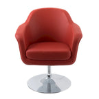 Fauteuil d'appoint moderne en cuir reconstitué | Accoudoirs inclinés | Piétement pivotant à base unique