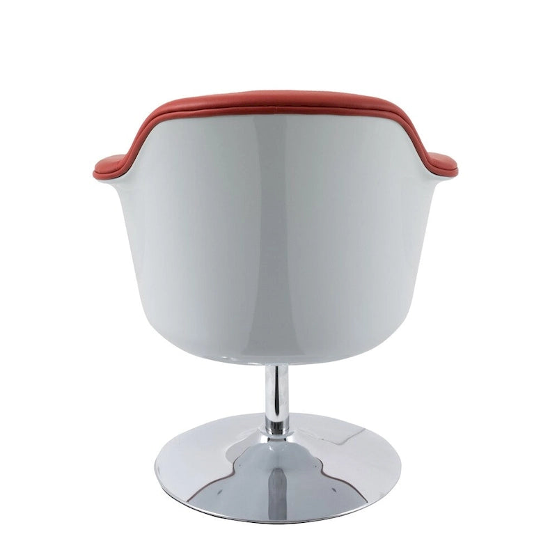 Fauteuil d'appoint moderne en cuir reconstitué | Accoudoirs inclinés | Piétement pivotant à base unique