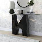 Console de table Noele moderne noire 48 pouces à plateau en verre par Furniture of America