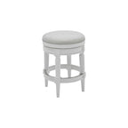 Chaise de bar pivotante de 26" de hauteur de comptoir, sans dossier, en bois massif blanc et tissu | Style moderne