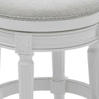 Chaise de bar pivotante de 26" de hauteur de comptoir, sans dossier, en bois massif blanc et tissu | Style moderne