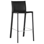 Tabouret de comptoir moderne en similicuir 26" | Rembourrage noir | Surpiqûres blanches