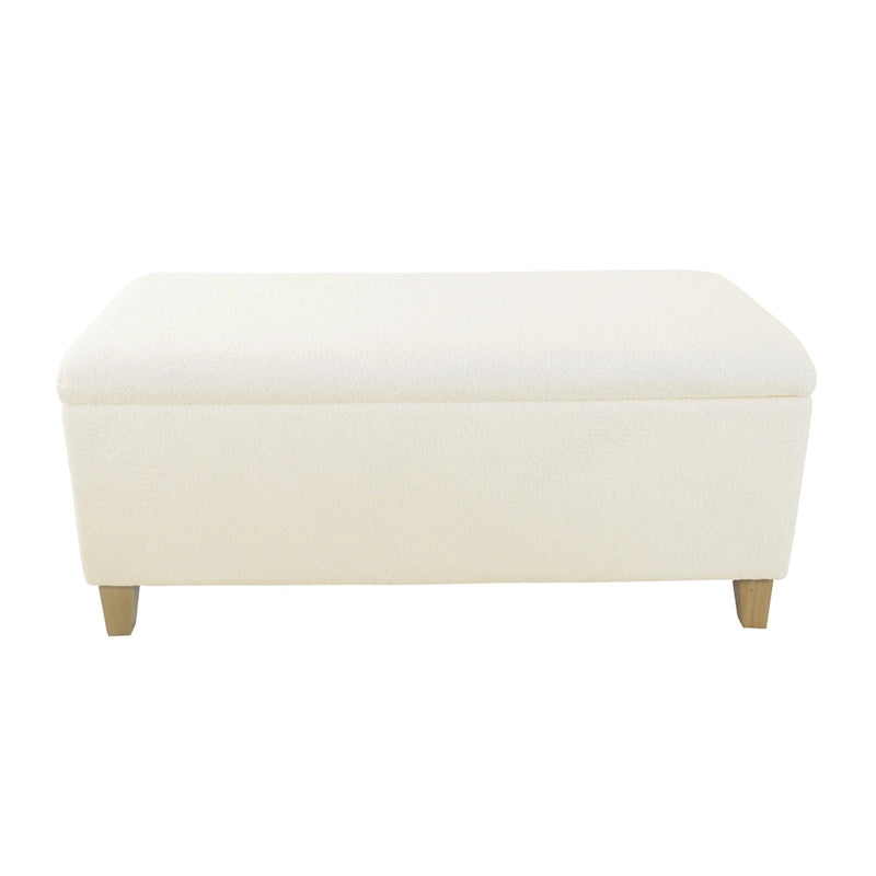 Banc de rangement HomePop en sherpa rembourré - Crème