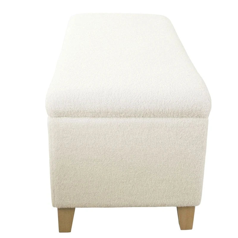 Banc de rangement HomePop en sherpa rembourré - Crème