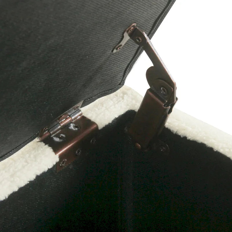 Banc de rangement HomePop en sherpa rembourré - Crème