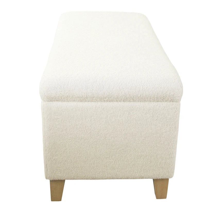 Banc de rangement HomePop en sherpa rembourré - Crème