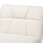 Fauteuil d'appoint en tissu bouclé crème Japandi | Structure en bois d'hévéa couleur noyer | Style minimaliste