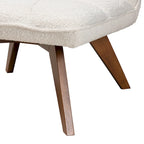 Fauteuil d'appoint en tissu bouclé crème Japandi | Structure en bois d'hévéa couleur noyer | Style minimaliste