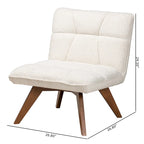 Fauteuil d'appoint en tissu bouclé crème Japandi | Structure en bois d'hévéa couleur noyer | Style minimaliste