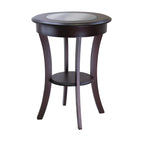 Table d'appoint ronde, Table d'entrée avec plateau en verre et pieds incurvés