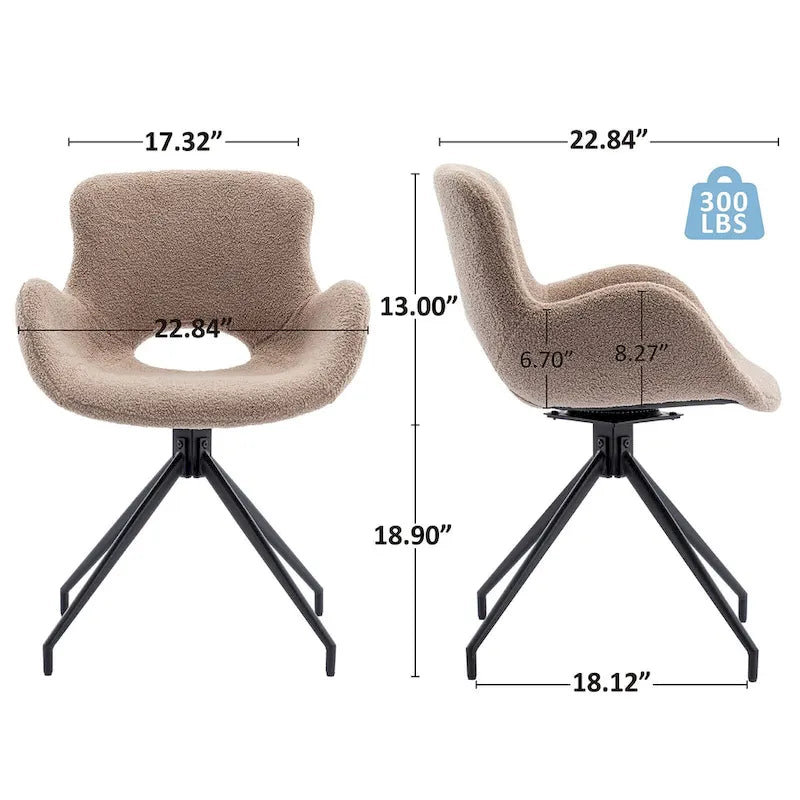 Lot de 2 chaises de salle à manger pivotantes - N/A