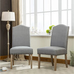 Lot de 2 chaises de salle à manger Parsons rembourrées en bois massif | Style urbain moderne | Assise en tissu