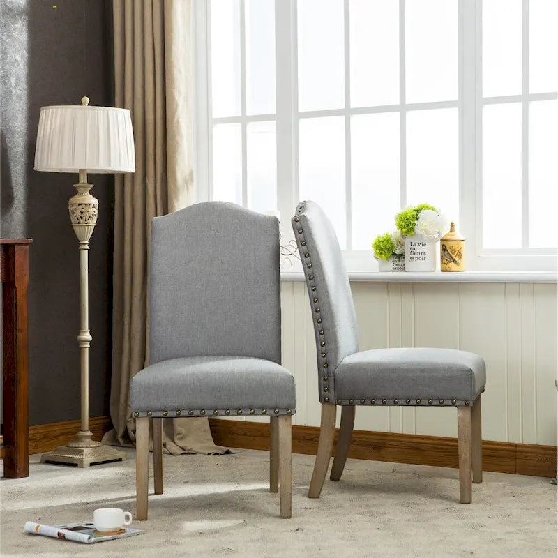 Lot de 2 chaises de salle à manger Parsons rembourrées en bois massif | Style urbain moderne | Assise en tissu