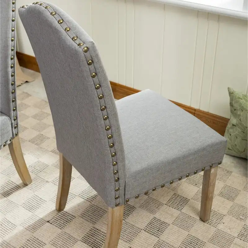 Lot de 2 chaises de salle à manger Parsons rembourrées en bois massif | Style urbain moderne | Assise en tissu