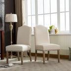 Lot de 2 chaises de salle à manger Parsons rembourrées en bois massif | Style urbain moderne | Assise en tissu