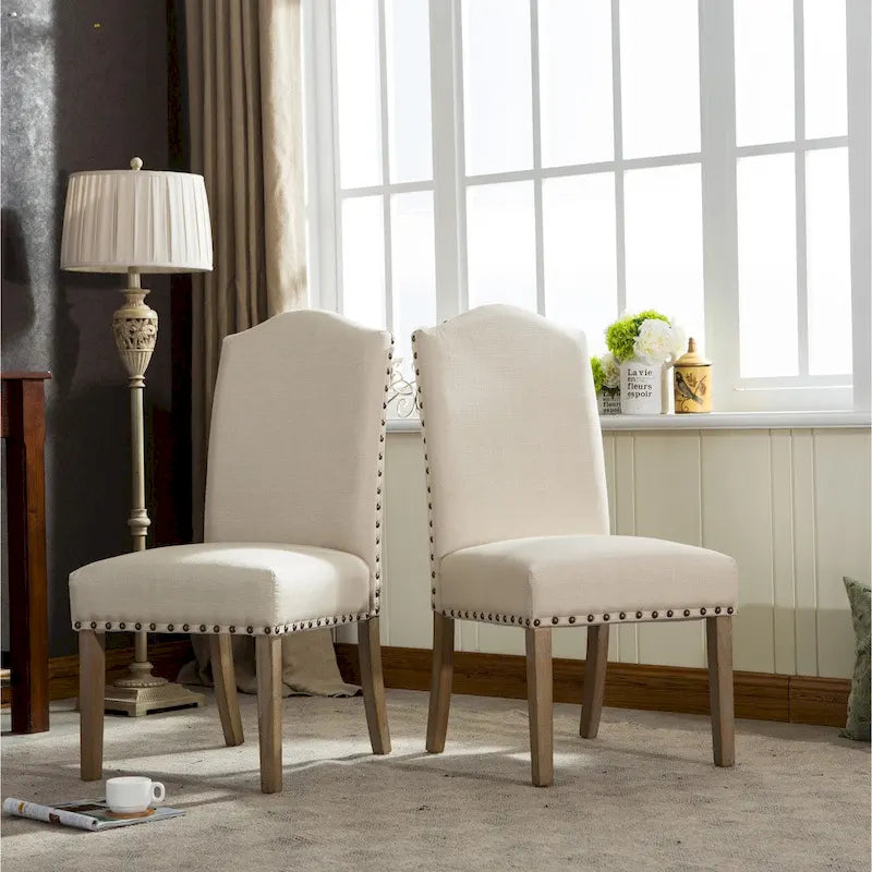 Lot de 2 chaises de salle à manger Parsons rembourrées en bois massif | Style urbain moderne | Assise en tissu