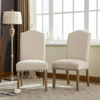 Lot de 2 chaises de salle à manger Parsons rembourrées en bois massif | Style urbain moderne | Assise en tissu
