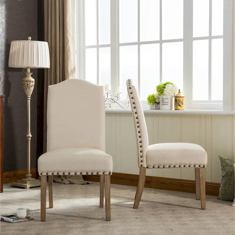 Lot de 2 chaises de salle à manger Parsons rembourrées en bois massif | Style urbain moderne | Assise en tissu