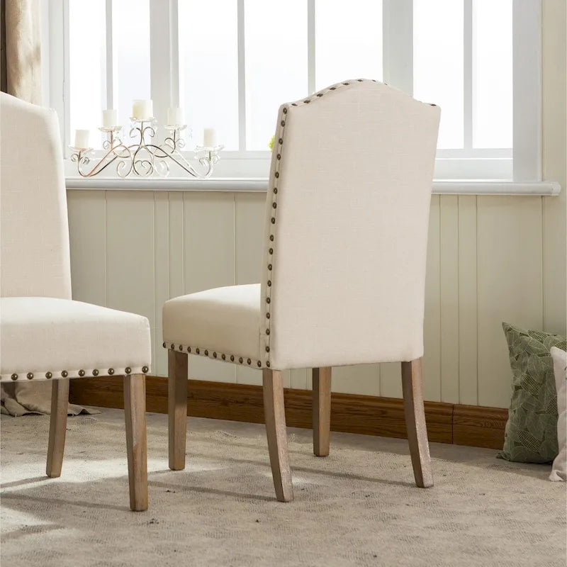 Lot de 2 chaises de salle à manger Parsons rembourrées en bois massif | Style urbain moderne | Assise en tissu