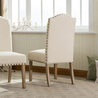Lot de 2 chaises de salle à manger Parsons rembourrées en bois massif | Style urbain moderne | Assise en tissu