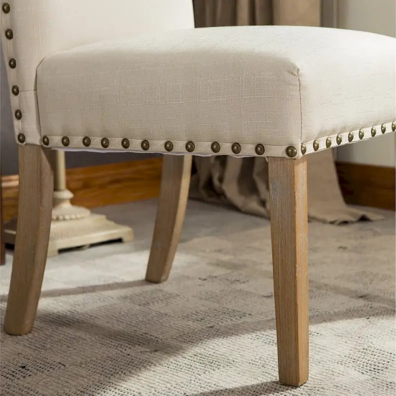 Lot de 2 chaises de salle à manger Parsons rembourrées en bois massif | Style urbain moderne | Assise en tissu